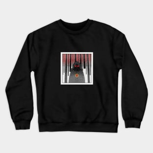 Cloaked Figure in a Dark Winter Forest Crewneck Sweatshirt